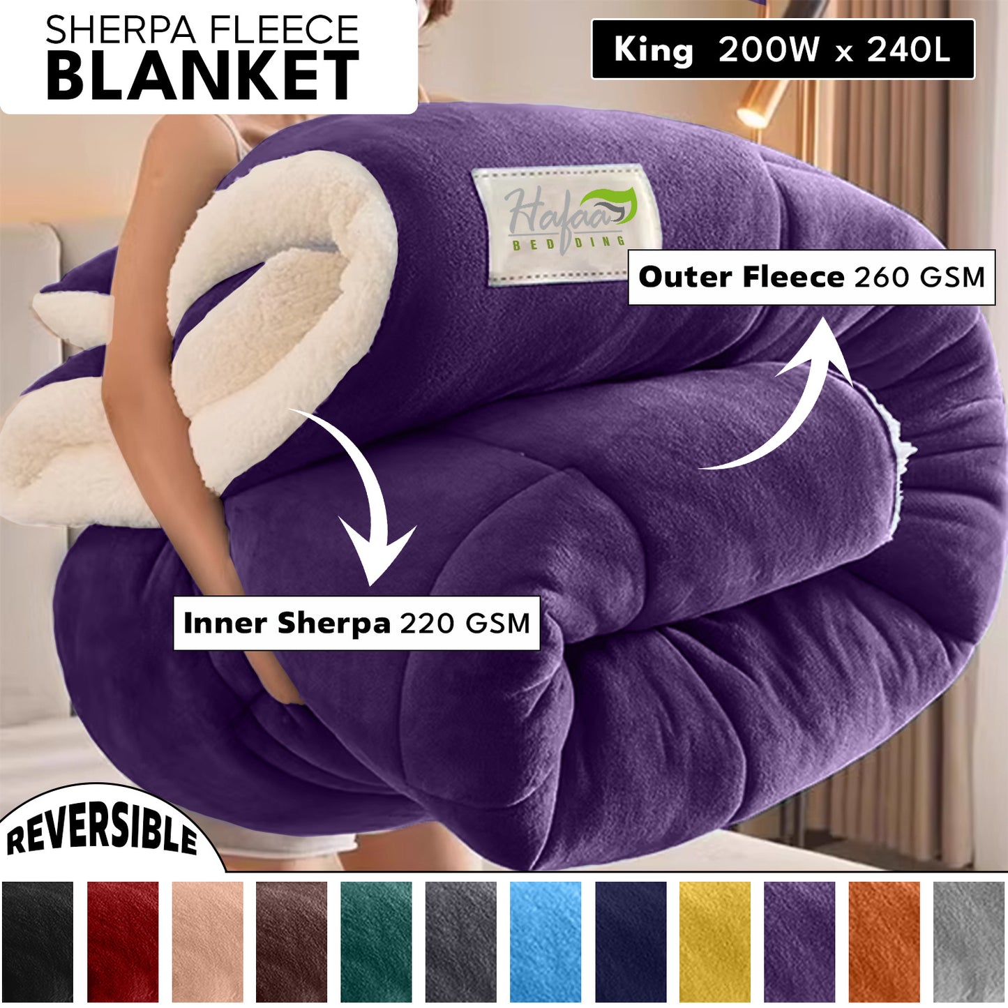 Soft Cozy Sherpa Blanket, Double-Sided Throw Blanket, Contemporary Design, Warm Throw for Couch, Bed, Office and Travel, Versatile All-Season, Perfect Holiday Gift