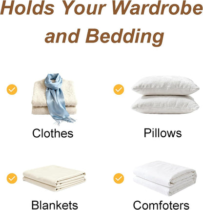 6pcs 90L Large Capacity Fabric Storage Bags for Clothes & Bedding | Foldable Wardrobe Organizers with Handles & Clear Window | Dust & Moisture Protection | Home & Dorm Use