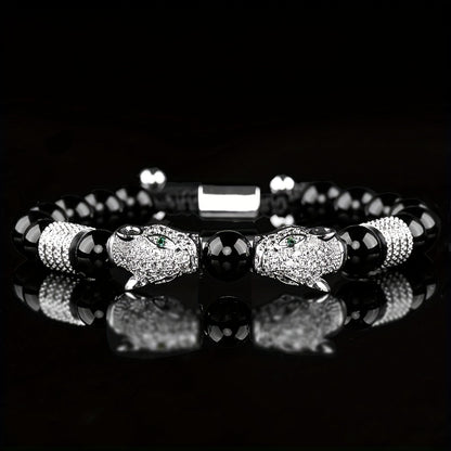 New Trend in Men'S Bracelets Featuring Braided Design, Pave CZ, Double Leopard Head, Enamel, And Jewelry for Men