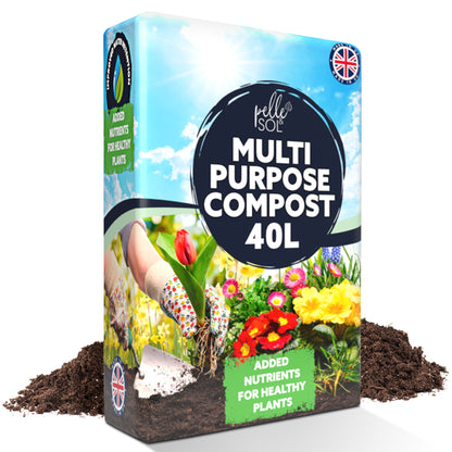 Pelle & Sol 10/20/40/50/60Ltr Multi Purpose Compost - Compost for Outdoor Plants & Soil for Plants Indoors - Potting Soil for Pots Plants Outdoor - All Purpose Nutrient Rich Fertiliser, Houseplant Potting Mix
