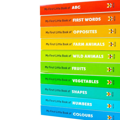 My First Little Library 10 Books Set Collection: (ABC, Shapes, Numbers, First Words, Opposites, Wild Animals, Fruits, Vegetables, Fram Animals, Colours) Hardcover