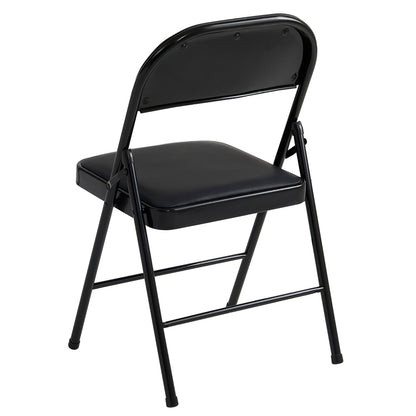 Faux Leather Folding Chairs Set of 4 with Metal Frame & Padded Seat – Foldable Dining, Office & Reception Chairs, Easy Fold & Store, 7 Colours