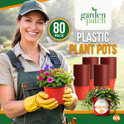 80 Pack Plastic Plant Pots 10cm | Nursery Pots Bulk Seedling Pots Plant Starter Pots Small Garden Pots for Indoor Outdoor Gardening