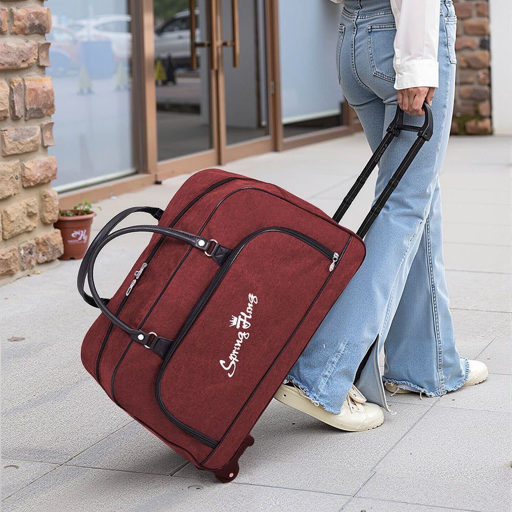 Foldable Wheeled Travel Duffel Bag, Large Capacity Rolling Handheld Luggage for Family Vacations, Outdoor, and Short Trips, Easy - To - Carry Tote with Durable Build