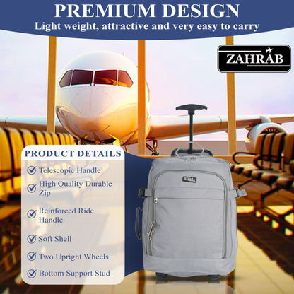 ZAHRAB 40x30x20cm Cabin Bag Underseat Bag Lightweight Hand Luggage Cabin Trolley with Wheels Flight Bags Suit Case