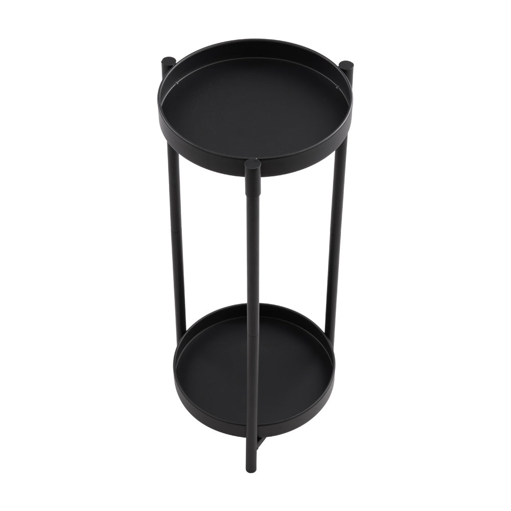 1PC Double-layer Balcony Plant Rack, Floor-standing Plant Rack - Black, Living Room Bonsai Display Rack, Iron Plant Rack, Diameter 27 * Height 60