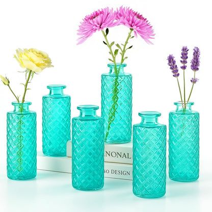 A set of 12 glass bud vases, small retro glass vases, minimalist retro dining table center decorations, home decor, wedding parties, restaurants, floral arrangements, tea lights, candle holders, desktop decorations