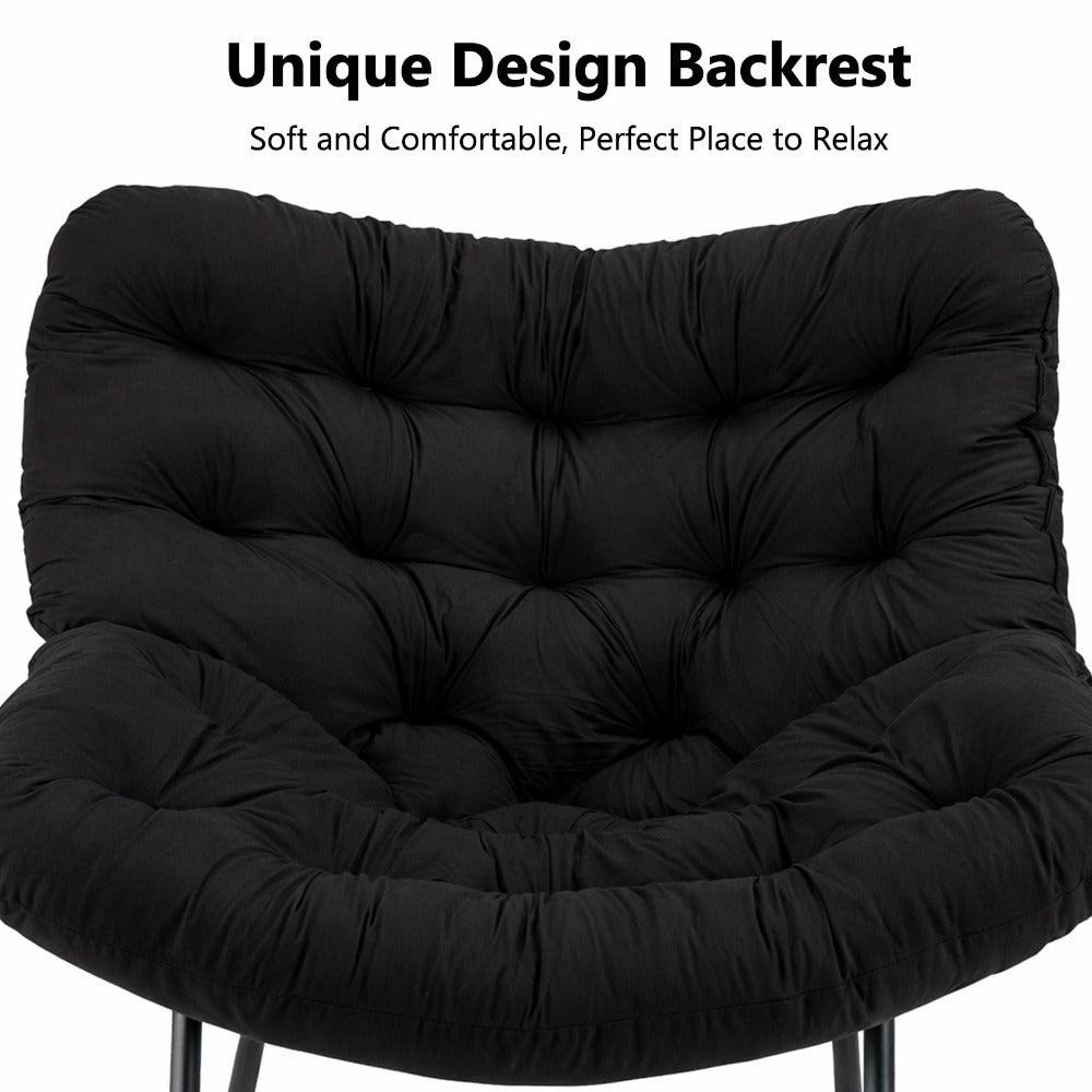 Egg Chairs Oversized Rattan Wicker Outdoor Rocking Chair Metal Frame Garden Rocking Chair Large Support Modern with Cushioned Seat