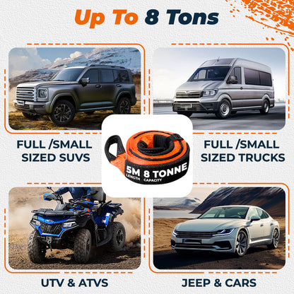 Heavy Duty Tow & Recovery Rope Set for Off-Road & SUVs, Off-Road Recovery Rope Kit, High Strength with 2* Hooks & Storage Bag, Gloves - Essential for for SUV, Truck, Car, Camping, Overlanding & Emergency Vehicle Rescue. Best Value Emergency Towing Solutio