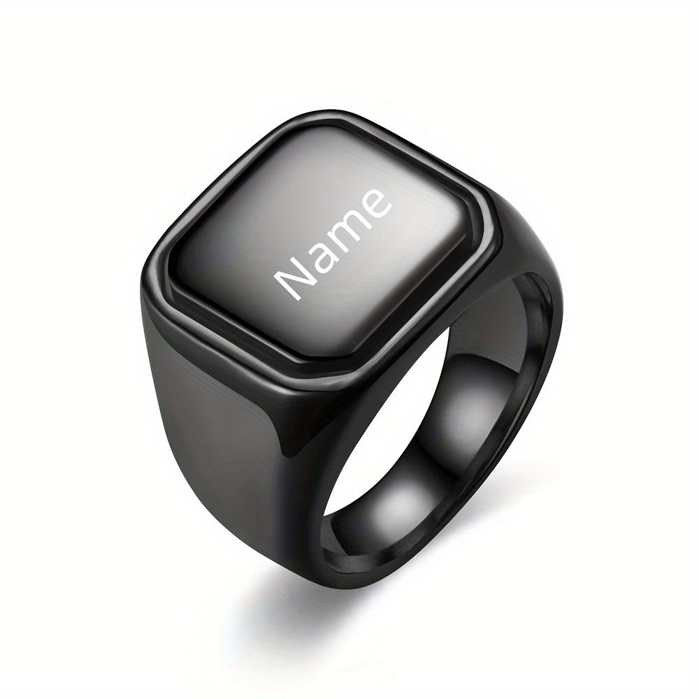 Custom Engraved Stainless Steel Ring, Personalized Engraving of Words, Letters, Names, Date, The Perfect Gift for Loved Ones on Valentine'S Day And Christmas, Graduation Season, Mother'S Day, Father'S Day