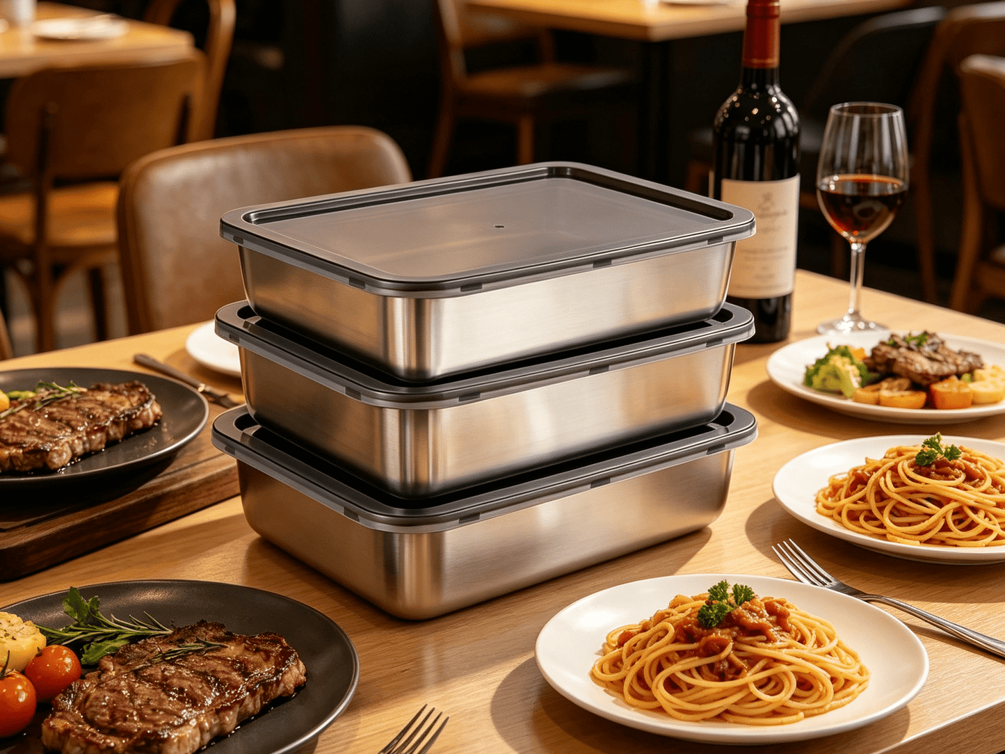 Stainless Steel Food Storage Containers 6pcs Set - Airtight Lunch Boxes, Microwave Safe, Stackable Kitchen Organization Containers for Fridge/Freezer