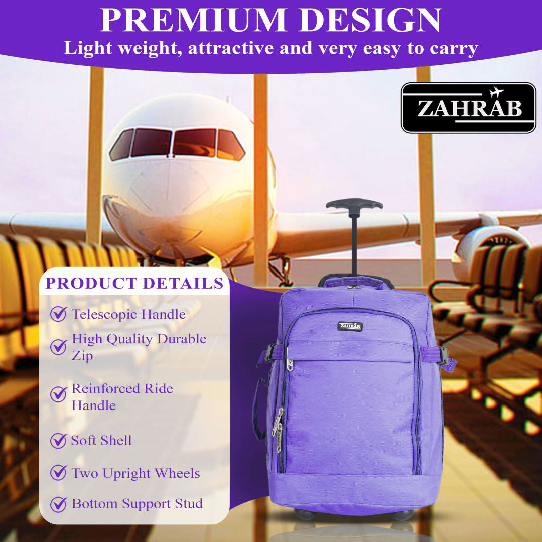 ZAHRAB 40x30x20cm Cabin Bag Underseat Bag Lightweight Hand Luggage Cabin Trolley with Wheels Flight Bags Suit Case