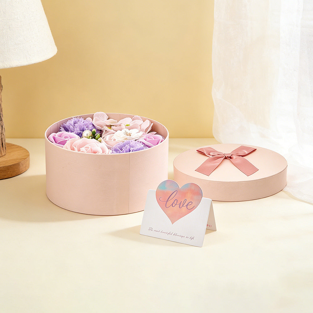 Bath Soap Gift Box, Artificial Flower Bouquet, card, Scented Rose Petal Gift for Valentine'S Day Anniversary, Christmas, Birthday Gift for Women, Girlfriend, Wife