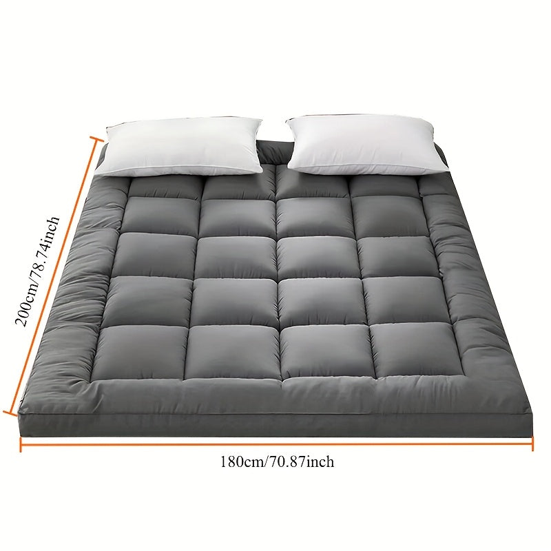 Hotel Quality Mattress Topper 10cm- Ultra-Soft Microfiber, Anti-Shift & Even Weight Distribution, UK Bed Sizes Single/Double/King/Super King, Grey, 1200GSM