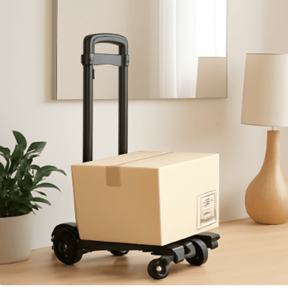 Heavy Duty Folding Hand Truck 75kg/170lbs Capacity Folding Dolly Cart with Rubber Wheels Adjustable Height, Noiseless All-Terrain Trolley with Sturdy Steel Frame & Tubeless Rubber Wheels, Foldable Design with Ergonomic Handle & Free Bungee Cord for Moving