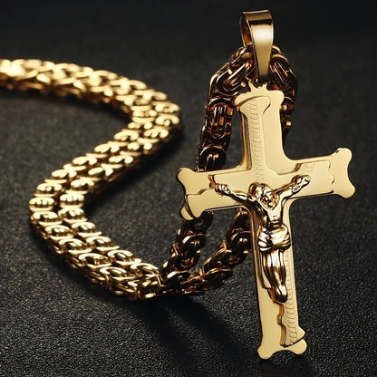 Men's Pendant Ornament Cross Necklace Sweater Chain Accessory