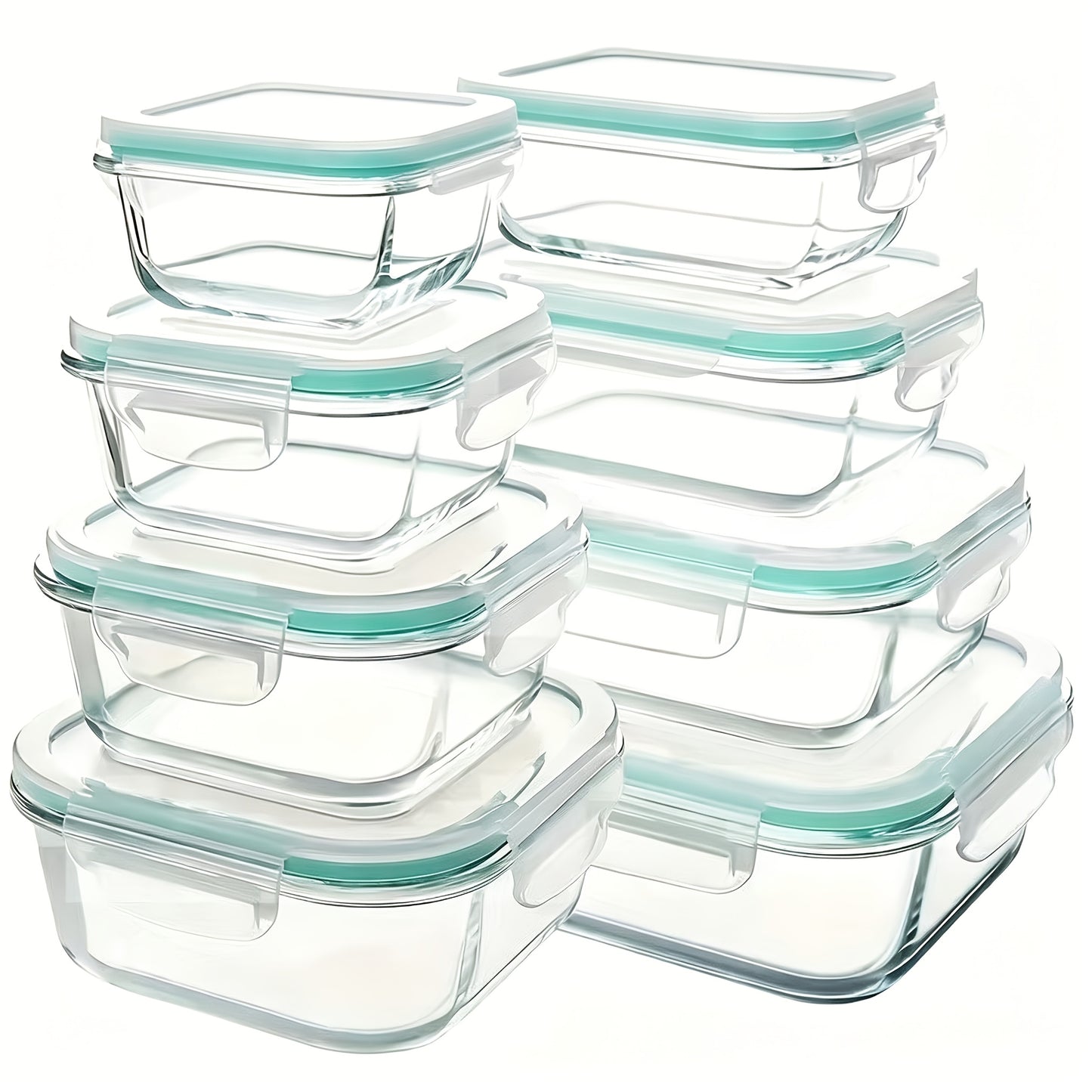 Glass Refrigerator Storage Box16pcs (8 Containers +8 LIDS), Food Storage Container, Crisper with Leak-proof Lock Lid - for Microwave, Lunch Box, Refrigerator, Party, Camping, Wedding - for Meals, Snacks, Fruits, Vegetables, Fitness Meals, Meat
