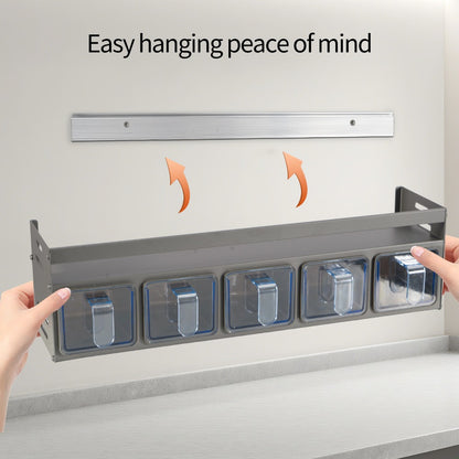 Five Grids Kitchen Spice Rack Organizer for The Wall, Pull-Out Shelf, Multifunctional Seasoning Container Set, Kitchen Storage.