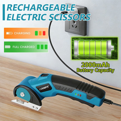 Electric Scissors Cordless Rechargeable USB Fabric Scissors with Safety Lock for Sewing Crafting Leather Carpet Cardboard DIY Garden