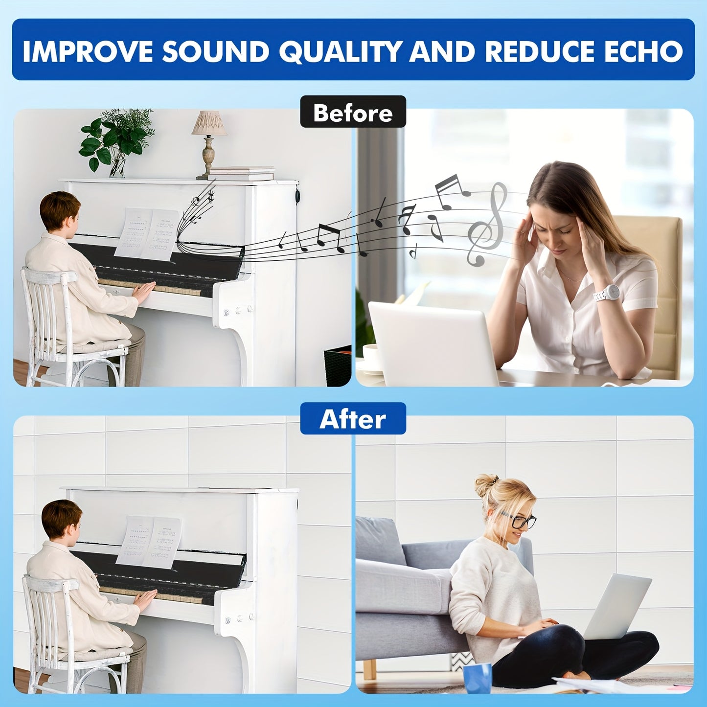 16 Pack of Self-Adhesive Acoustic Foam Panels for Soundproofing in Recording Studios, Meeting Rooms, And Broadcast Areas - Foam Material for Reducing White Noise