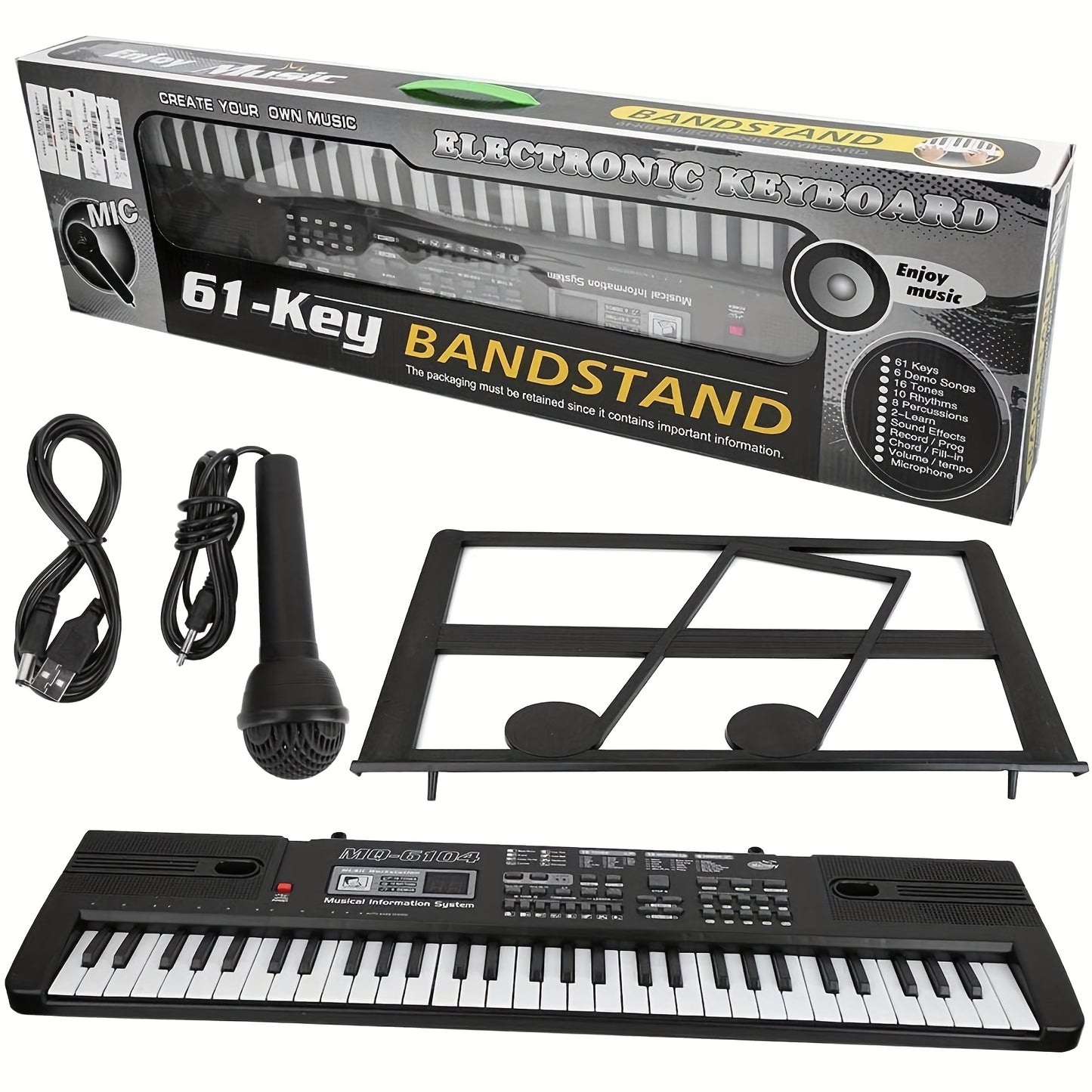 61 Key Digital Piano Keyboard with Microphone, Portable Music Piano Keyboard Electronic Keyboard Multifunctional Key Piano Musical Instrument Keyboard for Piano Music Teaching Birthday Gifts Beginner (With LCD Display)