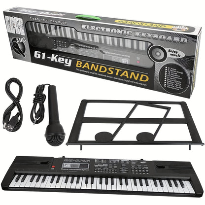 61 Key Digital Piano Keyboard with Microphone, Portable Music Piano Keyboard Electronic Keyboard Multifunctional Key Piano Musical Instrument Keyboard for Piano Music Teaching Birthday Gifts Beginner (With LCD Display)