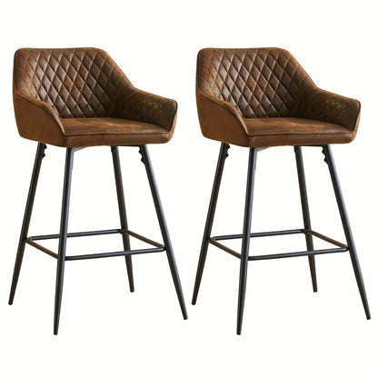Bar Stools Set of 1 2 Velvet Breakfast Stools Upholstered Kitchen Bar Chairs With Armrest & Backrest Barstools For Kitchen Counter