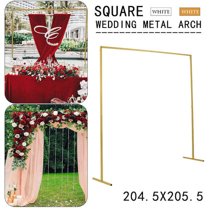 Rectangle Wedding Arch Stand 2x2M Iron Rectangle Backdrop Stand Metal Garden Arch Arbour Climbing Plants Roses for Wedding Ceremony Party Decoration