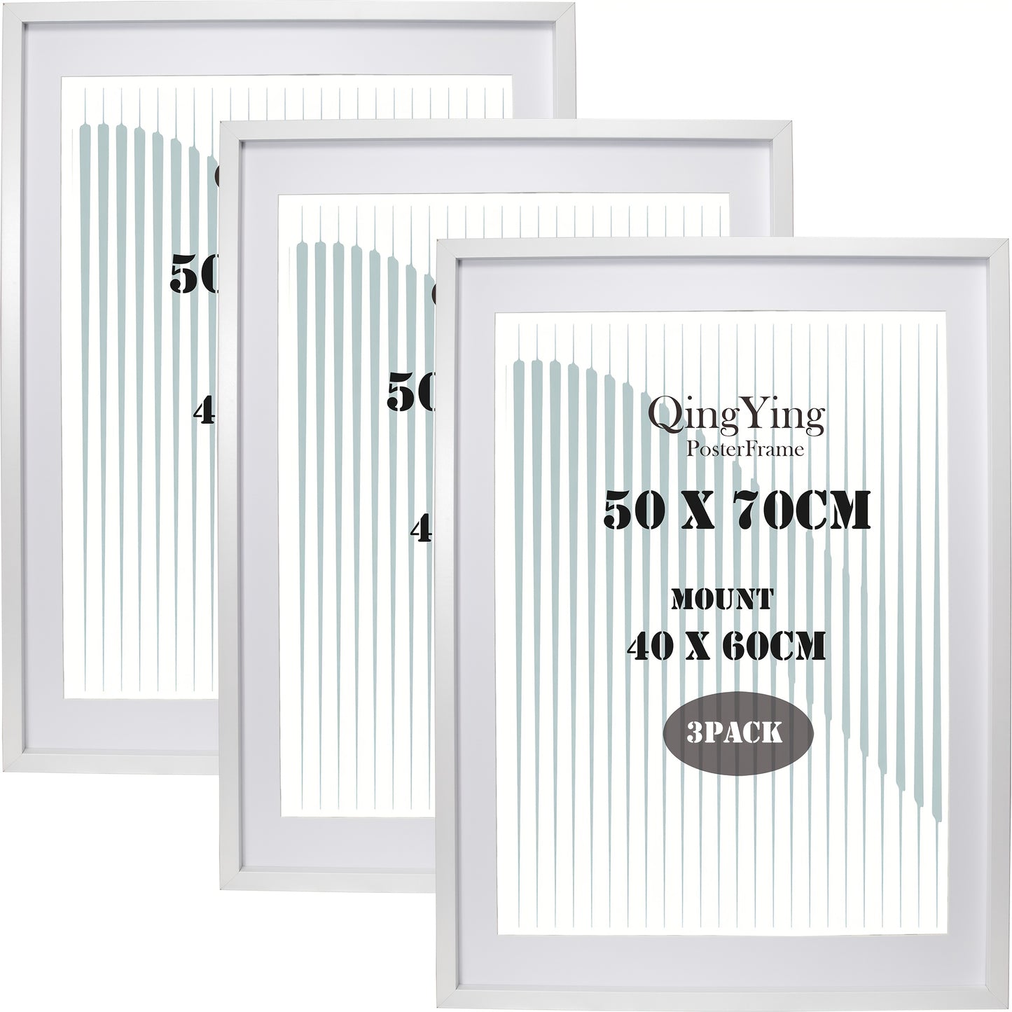 Gallery Poster 50x70cm Boxed Picture Frames Set Of 3 Wooden Effect Box Frame with Mat for 40x60cm, 70X50cm Poster Frame with Acid Free Mount for 40x60cm Photo 3PK