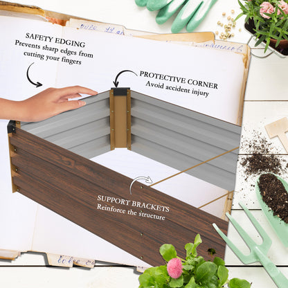Galvanised Raised Bed for Garden, Rectangular Outdoor Elevated Planter Box with Safety Edging and Open Bottom for Growing Flowers, Herbs and Vegetables, 240 x 60cm, Grey