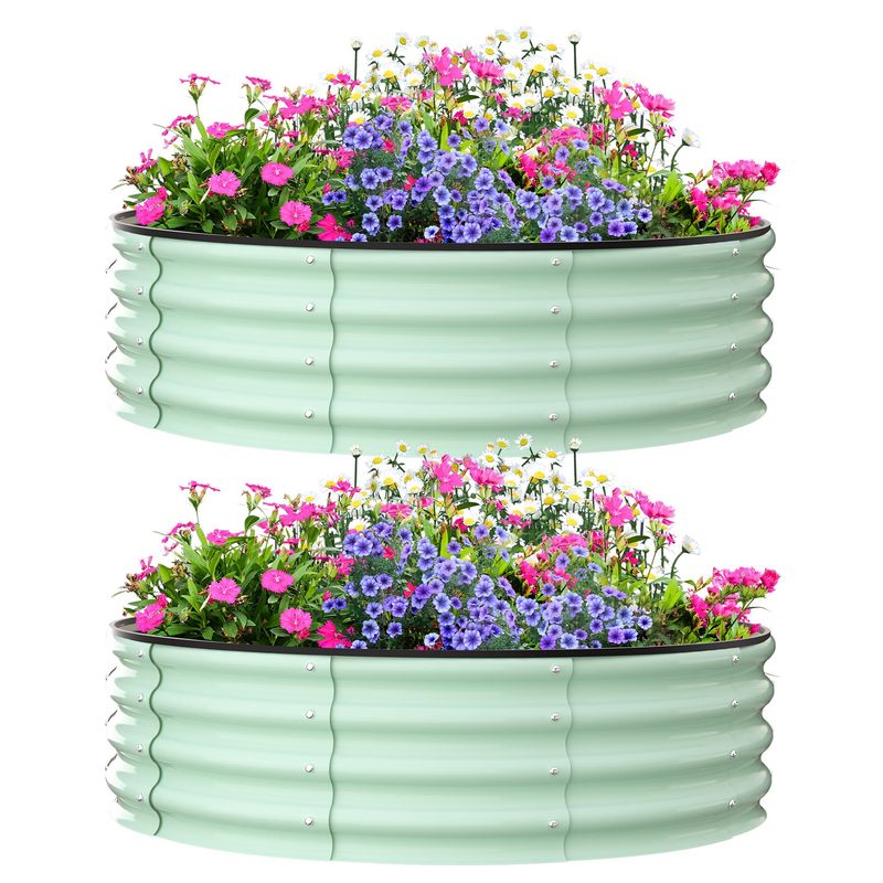 Galvanized Raised Garden Bed, Round Metal Planter Box with Open-Bottom Design, Heavy-Duty Steel Outdoor Flower Bed for Vegetables, Herbs, and Succulents, Easy Installation
