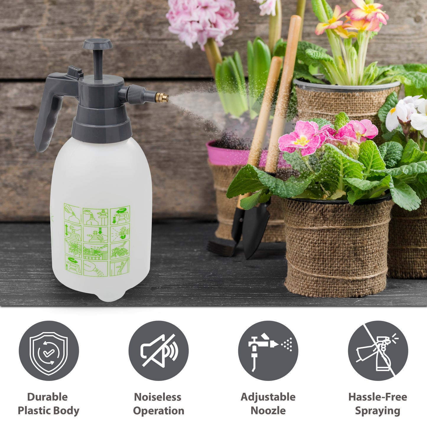 3L Pressure Spray Bottle – Handheld Garden Sprayer with Adjustable Nozzle, Manual Pump Action for Weed Killer, Fertiliser, Cleaning – Heavy Duty Portable Chemical Sprayer for Outdoor Use