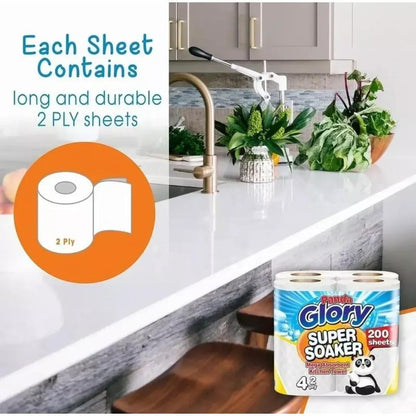 24 X Grigora 2-Ply Kitchen Towel 4-Pack Paper Rolls | White Paper Embossed | Strong & Functional