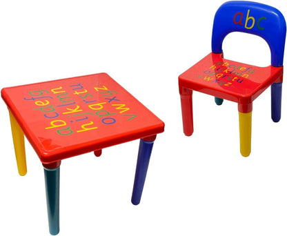 Trendi ABC Alphabet Plastic Table & Chair Set - Vibrant, Durable Kids Furniture for Learning & Play | Toddlers | Multi-Color Plastic Furniture for Kids UK (Red & Blue)