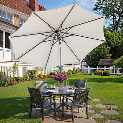 3 m Garden Parasol Umbrella, UPF 50+, Sun Shade, 30° Tilt in 2 Directions, 180 g/m²，Crank Handle for Opening and Closing, for Outdoor Gardens Pool Balcony Patio, Base Not Included, Beige,Grey