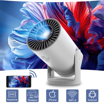 Projector Portable Mini Projector Wireless Connection with Speakers For Phone Movies, without built-in app, Dual 200 ANSI Allwinner Home Cinema Office Projetors High-definition Decoding Video, Cast High Definition Large Screen Movies, Cast High Definition