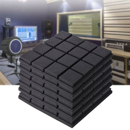 12 Black High-density Polyurethane Sound Insulation Foam Panels - Square Dust-free Sound Absorption Foam Panels, Suitable for KTV/recording Room/tympanum, Size 30 * 30 * 3cm