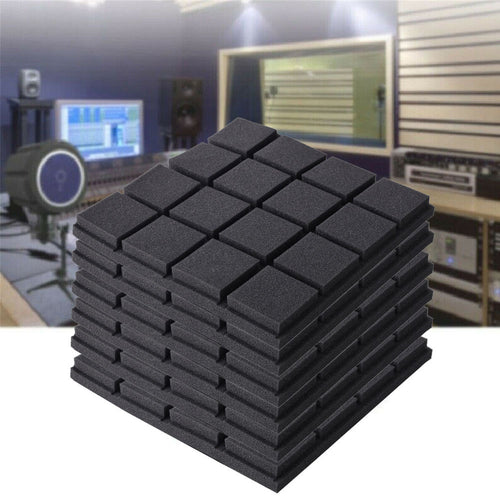 12 Black High-density Polyurethane Sound Insulation Foam Panels - Square Dust-free Sound Absorption Foam Panels, Suitable for KTV/recording Room/tympanum, Size 30 * 30 * 3cm