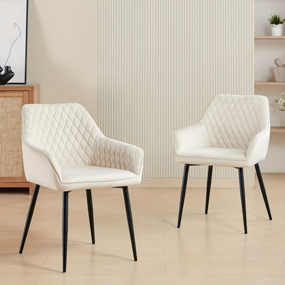 Velvet Dining Chairs with Armrests & Black Metal Legs, Upholstered Armchair 120kg Capacity 43x55x81cm, Set of 1 2 4 or 6 for Dining Room Kitchen Living Room