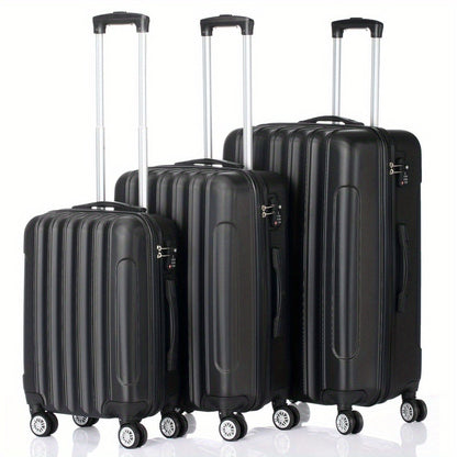 3 Piece ABS Suitcase Set Lightweight Hard Shell Carry-On Hand Luggage Trolley Case 4 Spinner Wheels Travel Set Blue Black Grey Red