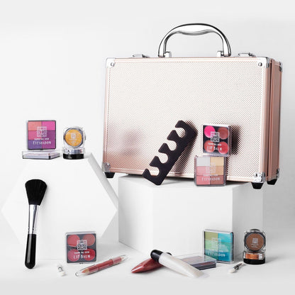 80-Piece Dawn to Dusk Makeup Large Storage Vanity Case Set, Rose Gold Beauty Kit