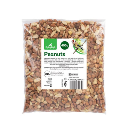Natural Peanuts for Wild Birds – High Energy Bird Feed Ideal for Garden Feeding, Suitable for Feeders and Tables, Available in 400g Packs