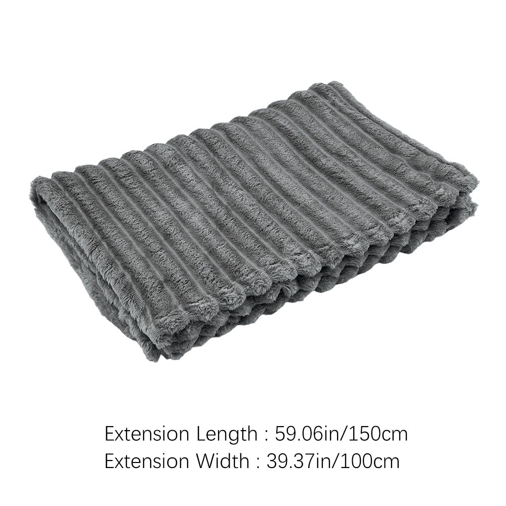 1pc Large Strips Ribbed Throw Blankets | Luxurious 270g Flannel Fleece Blanket | Warm Cozy Blanket Throws For Sofas, Bed, Chair, Couch, Settee | Super Soft Warm Blanket Single Double King Super King Size, Machine Washable, Easy Care, Perfect for Home, Tra