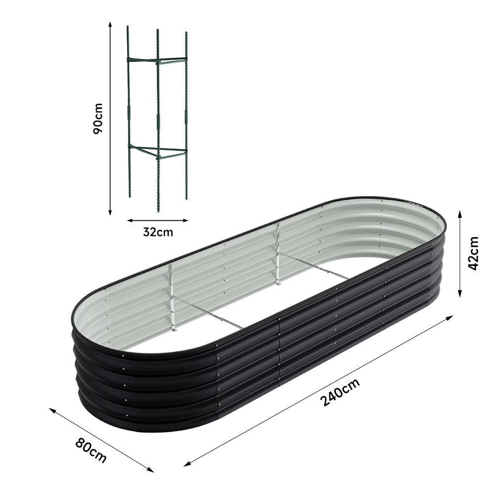 Extra Large Raised Beds for Garden, Oval Planter Box with Plant Climbing Frame, Outdoor Raised Planters for Vegetables, Flowers & Herbs, Bottomless Metal Garden Bed