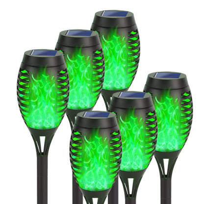 6Pack Solar Torch Lights with Flickering Flame, Solar Flickering Lights, Auto On/Off, IP65 Waterprrof, Solar Lights Outdoor Solar Pathway Lights Landscape Lighting for Garden Lawn Patio Yard Outdoor Decorations