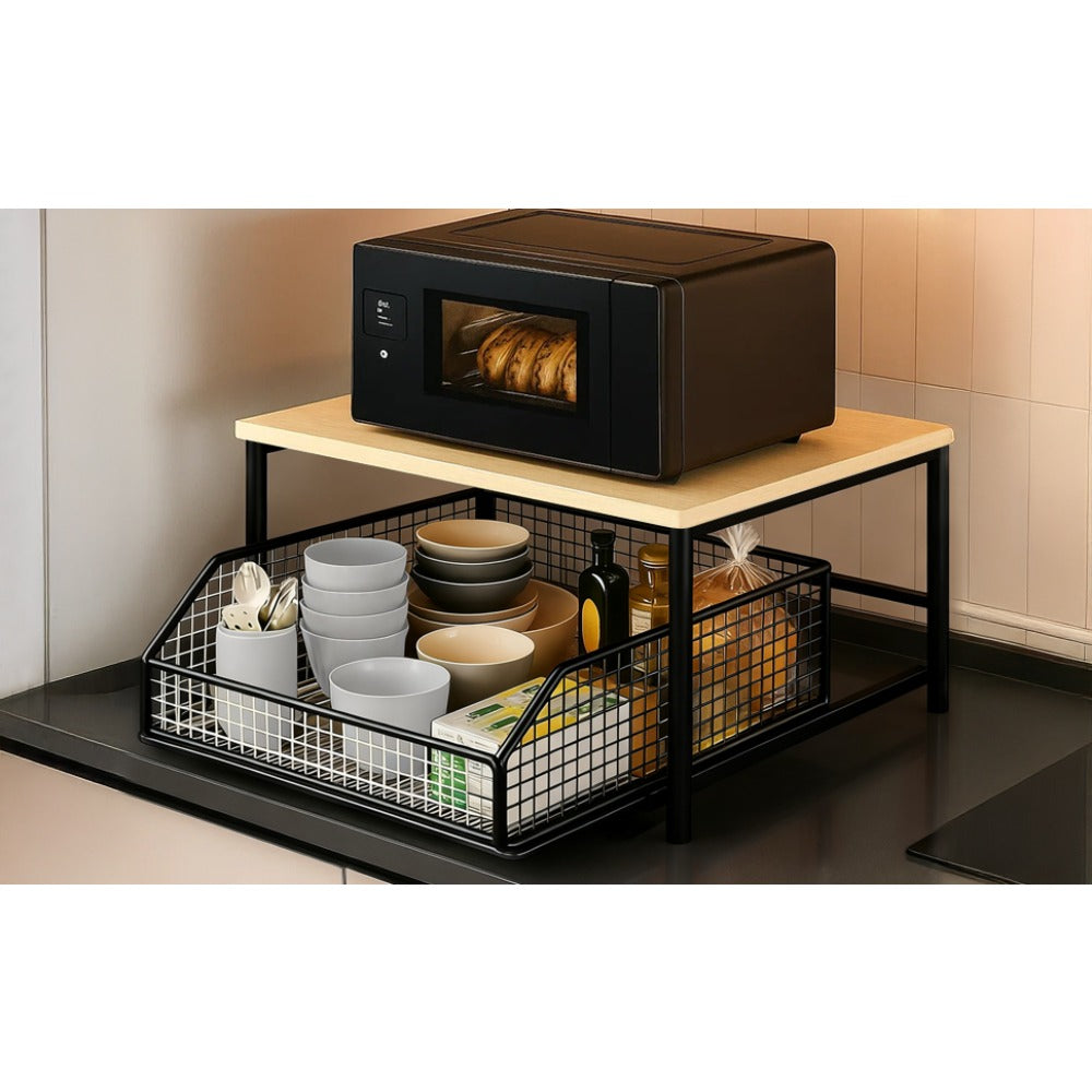 Two-Tier Metal Kitchen Countertop Organiser with Drawers - alternate angle 10