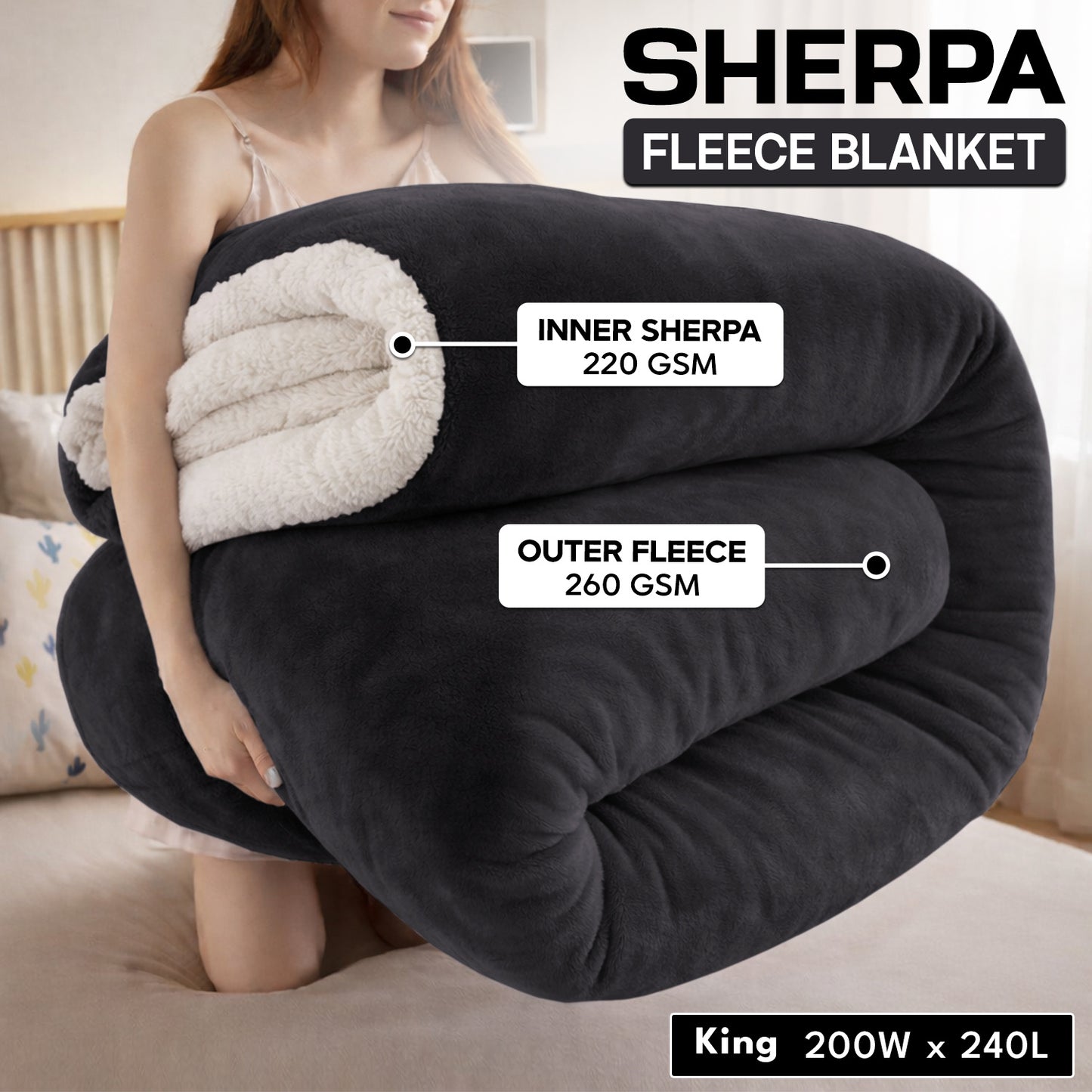 1pc Luxurious Double-Sided Sherpa Throw Blanket – Soft, Warm & Cozy Contemporary Blanket, Machine Washable, Perfect for Couch, Bed, Office & Travel, Ideal Gift