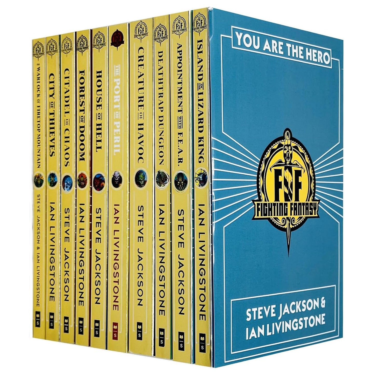 Fighting Fantasy Series You Are the Hero 10 Books Collection Set By Steve Jackson & Ian Livingstone (Island of the Lizard King, Appointment With F.E.A.R., Deathtrap Dungeon, Creature of Havoc & More)