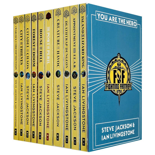 Fighting Fantasy Series You Are the Hero 10 Books Collection Set By Steve Jackson & Ian Livingstone (Island of the Lizard King, Appointment With F.E.A.R., Deathtrap Dungeon, Creature of Havoc & More)