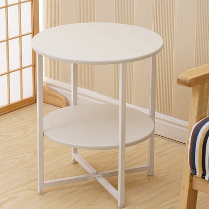 2 Tier Round Side Table - Coffee Table with Storage Rack, Multi-Level Display Stand for Plants/Lamps, Sofa/Bedside Organizer, 15.75*15.75*18.5inch